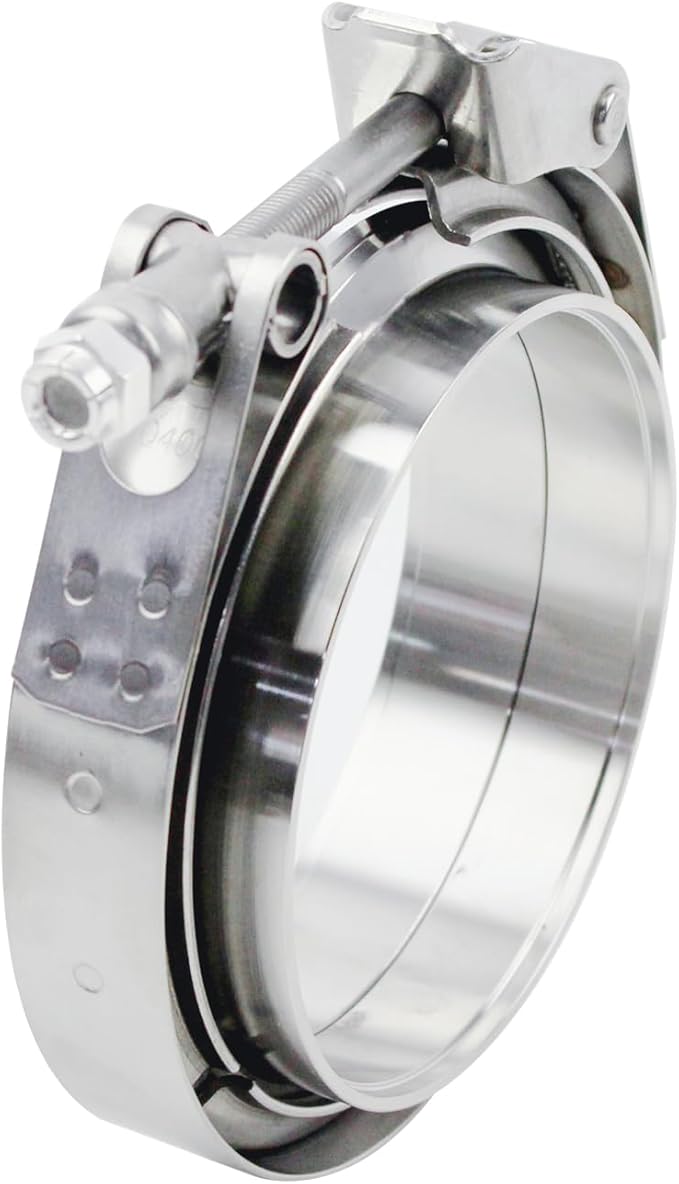 4 inch V Band Clamp - 2 sets of Quick Release Vband Exhaust Clamp with Flange Stainless Steel for Automotive exhaust system, turbocharger, downpipe and mufflers (4" - 2 Pack)