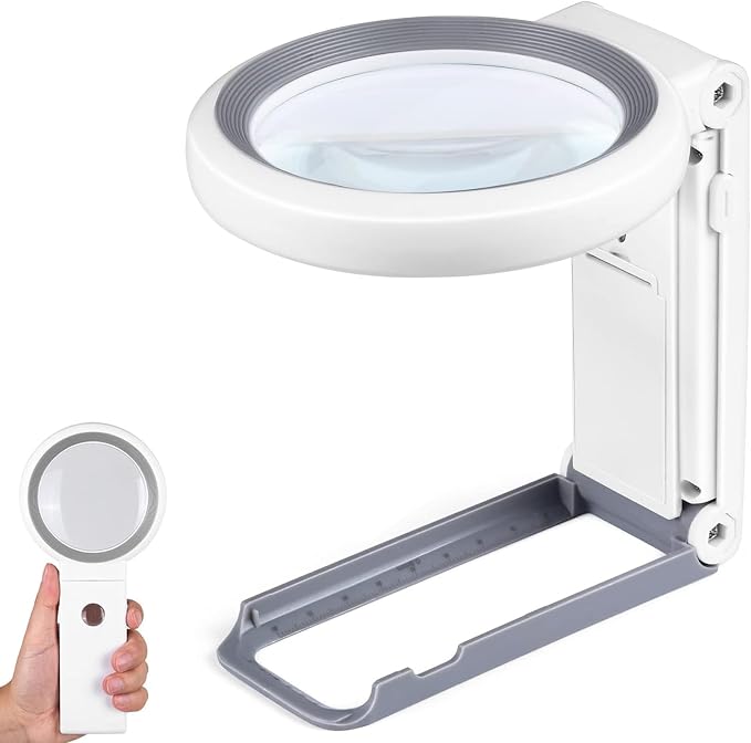 Magnifying Glass with Light and Stand, Foldable Handheld Magnifying Glass 18 by KIBTOY