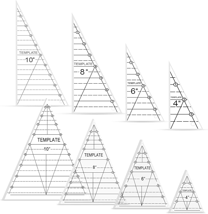 TSV 8 PCS 60° Triangle Quilting Rulers/30°-60°-90° Triangle Quilt Templates | by TSV