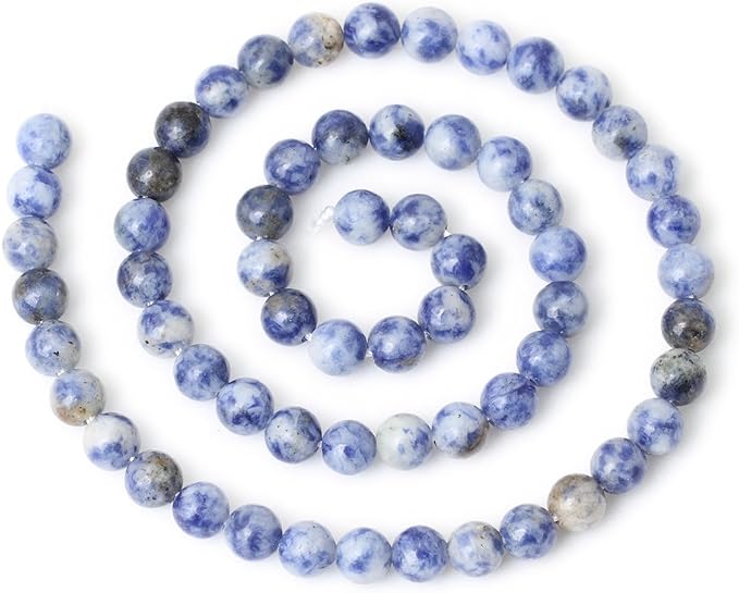 60PCS 6mm Natural Blue White Sodalite Gemstone Round Loose Beads - Image 2