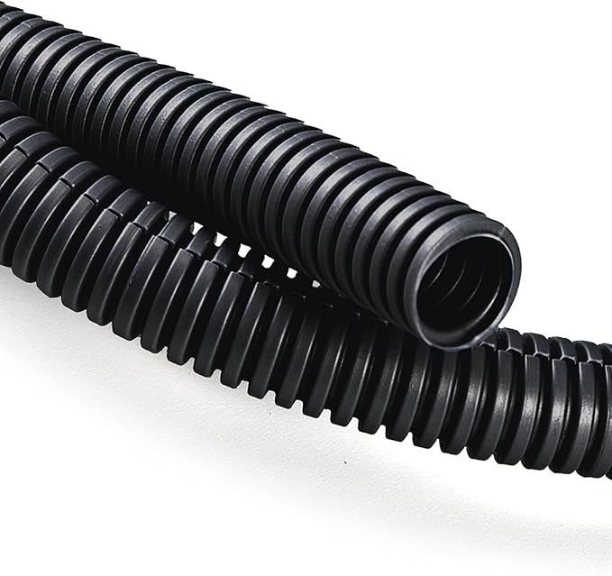 ZhiYo 20FT 1/2” Wire Loom Split Tubing Auto Wire Conduit Flexible Cover | High Temperature Heat Resistant -40F to 257F | Plastic Cover for Electrical Wires & Cables, Black