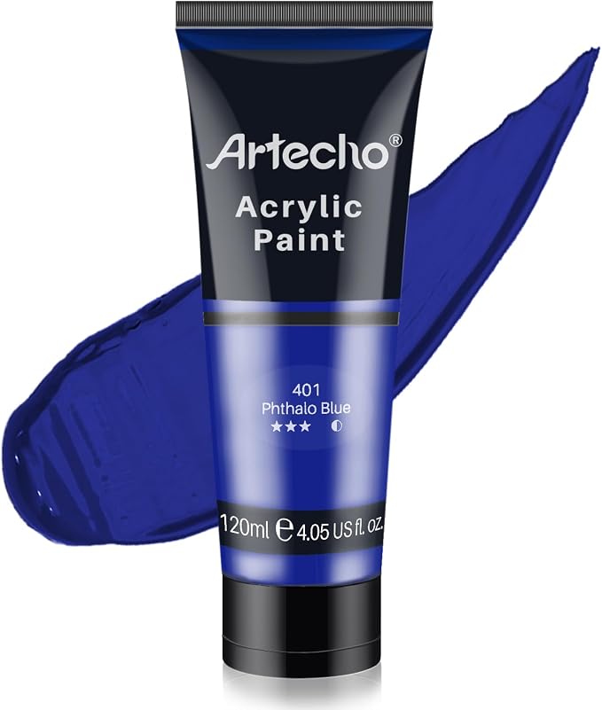 Artecho Blue Acrylic Paint, Phthalo Blue Paint Tubes, Art Craft Paints by Artecho