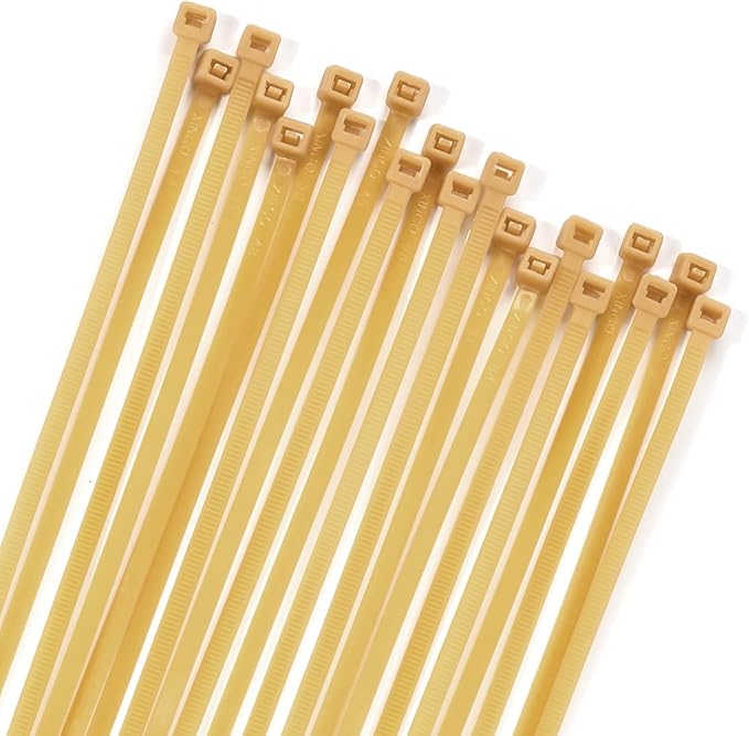 XINGO 100PCS Cable Zip Ties Heavy Duty, Premium Nylon Plastic Wire Ties with 50 Pounds Tensile Strength, Self-Locking Black Nylon Zip Ties for Indoor and Outdoor (12 inch, Gold)