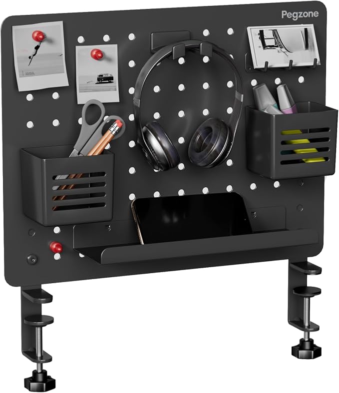 PEGZONE Clamp on Desk Pegboard, 16.5" x 12.6", by Pegzone