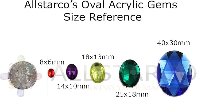 40x30mm Pink Rose Lite .RS72 Large Flat Back Oval Acrylic Rhinestones Cosplay - Image 9