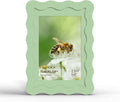 4x6 Picture Frame with Mat for 3.5x5, Wavy Edge Wooden Real Glass Photo Frame by THKRLOF