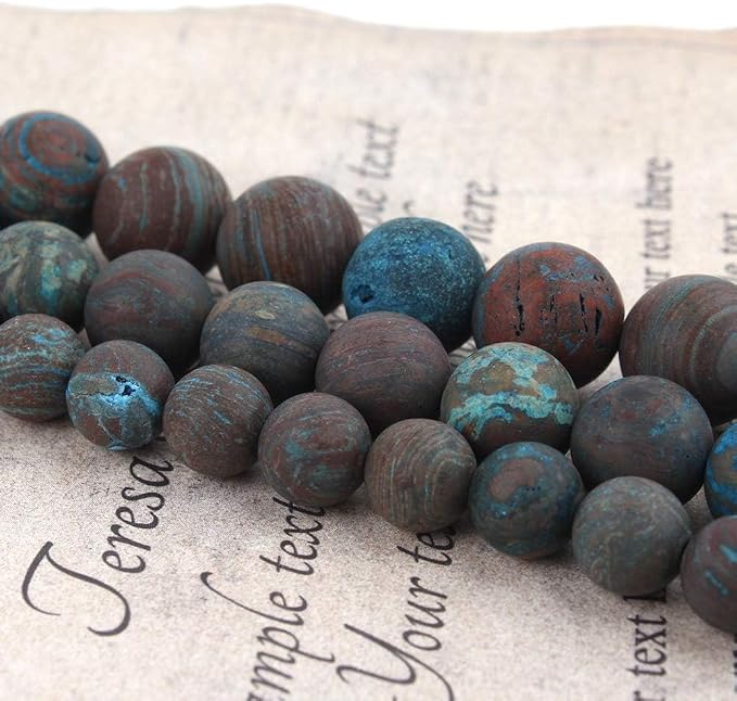 6mm Blue Pattern Jasper Bead, 15-Inch Matte Round Loose Stone Beads - Image 6