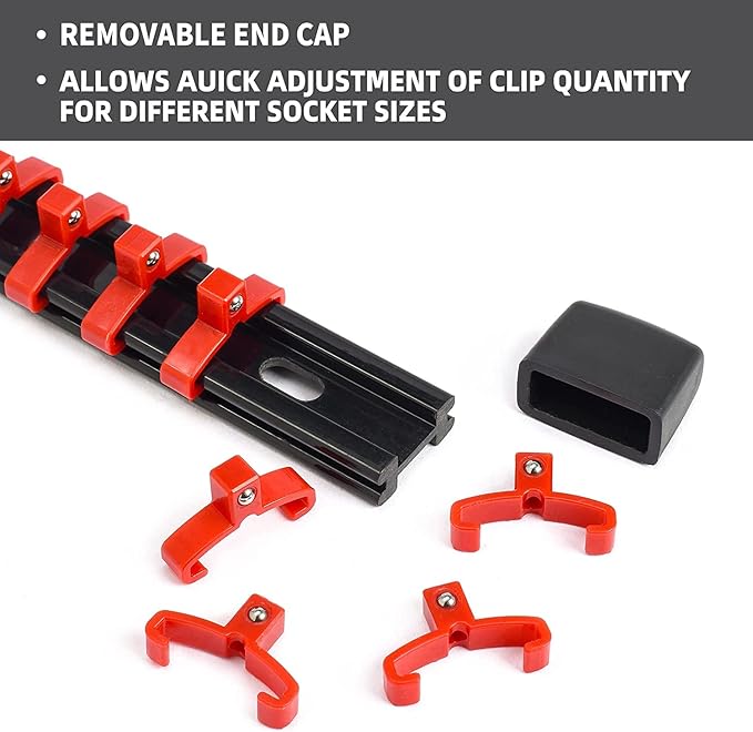 Socket Organizer Drive ABS Tools-Socket Holder, Premium Quality 27 Pieces Socket Holders Kit 1/4-Inch x 144 Clips, 3/8-Inch x 135 Clips, 1/2-Inch x 108 Clips（27PC,Blue&Red&Black)