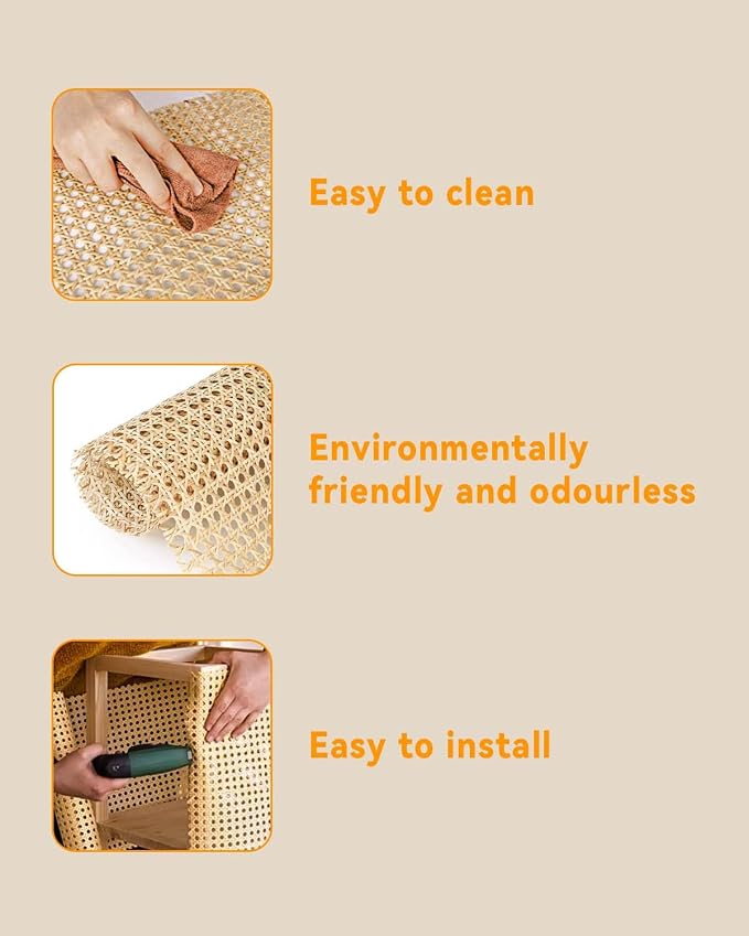 16-inch Wide Rattan Webbing 40-inch Long Rattan Webbing Rolls - Image 7