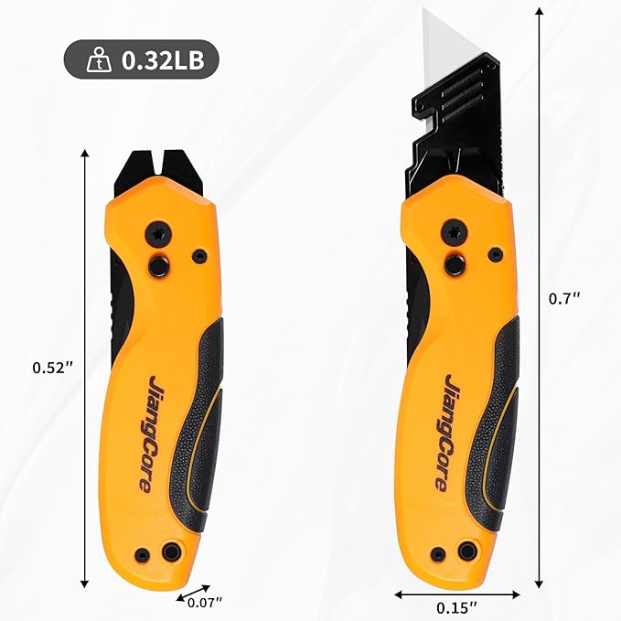 Folding Utility Knife with Pry Bar – Quick Change Box Cutter with Belt Clip, Liner Lock and 2 Extra SK5 Blades for Construction DIY and Outdoor Tasks