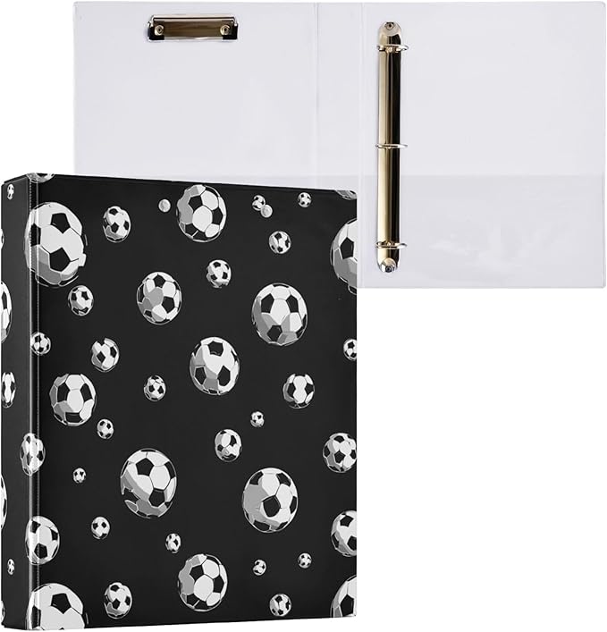 Ice Fire Football Round Ring Binders 1.5 Inch Soccer Navy Blue 3 Ring Clipboard - Image 8
