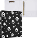 Football Black Round Ring Binders 1.5 Inch Soccer Sports Balls 3 Ring Clipboard by Wamika