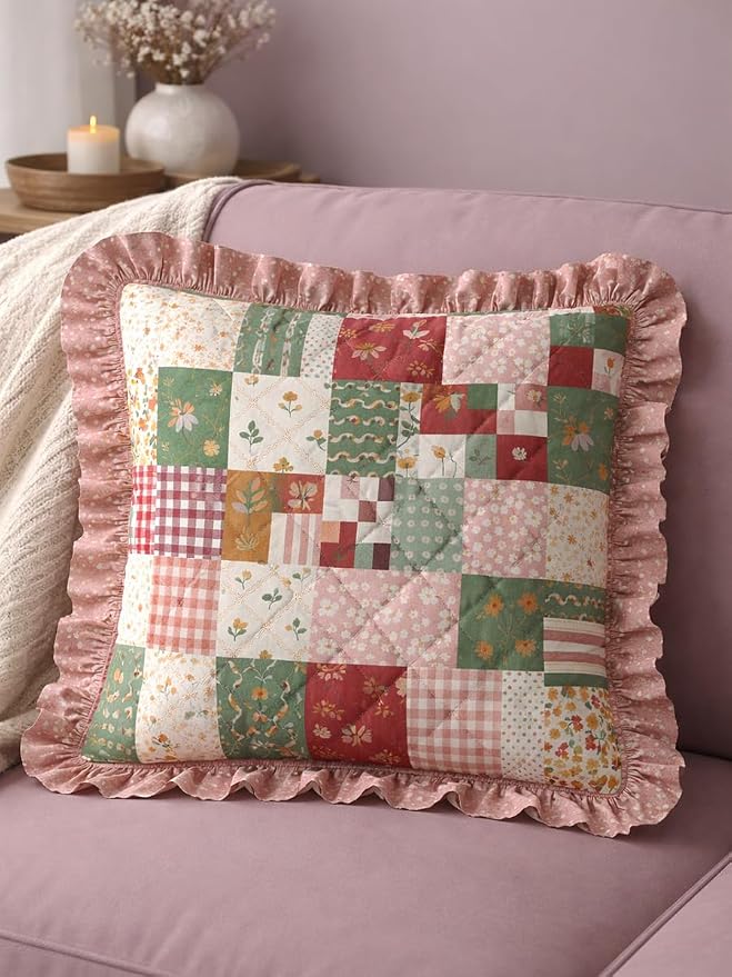 Pink & Green Floral Cotton Fabric Bundle, 5 Coordinating Fabric Panels - Image 8
