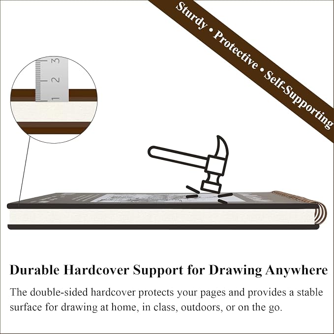 9" x 12" Sketch Book, Top Spiral Bound Sketch Pad, 2 Packs 100 Sheets Each - Image 5