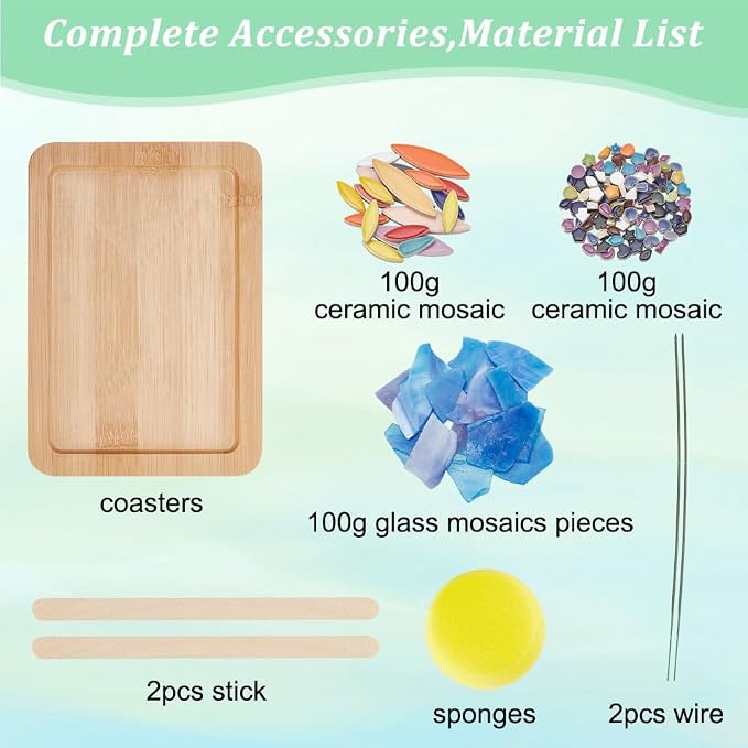 WEBEEDY DIY Mosaic Craft Kit Mixed Color Tree Leaves Ceramic Mosaic Tiles - Image 2