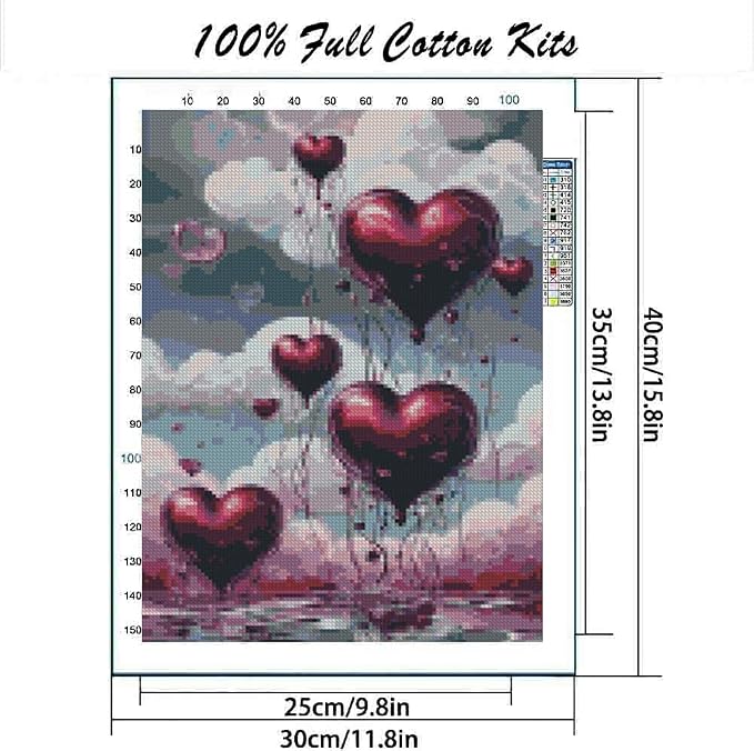 MYBISYMQQ Romantic Heart Balloon Cross Stitch Kits - Image 2