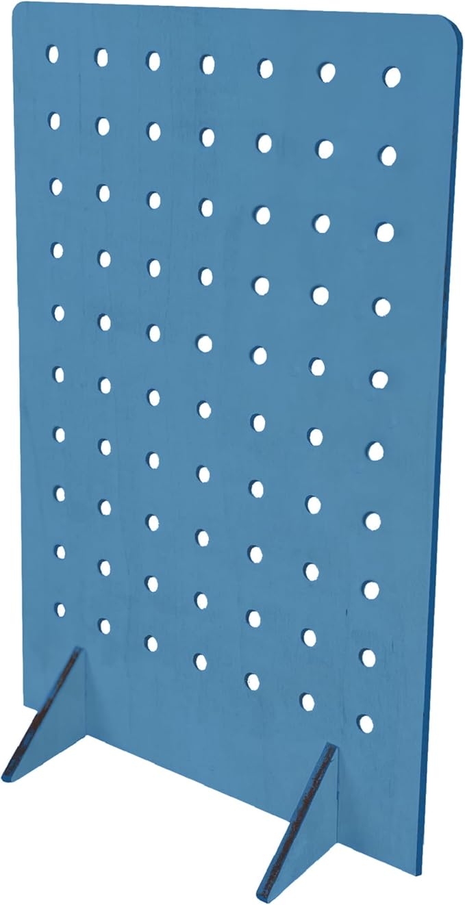 Torched Pegboard Display Stand for Jewelry, Craft Shows, Selling, Vendor Events, Tools, Peg Board Accessories Rack Organizer, Medium 8" L x 4.3" W x 12" H, Blue