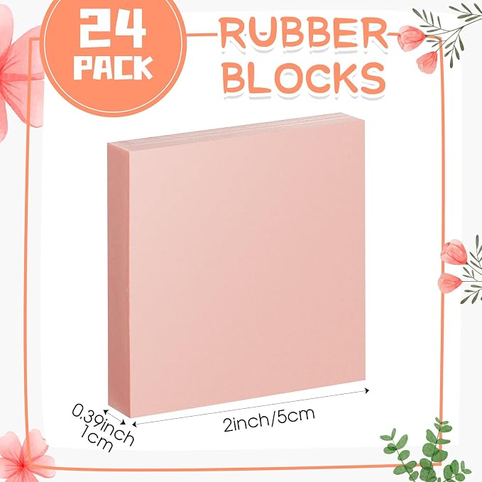 Frienda 24 Pcs 2" X 2" Rubber Carving Blocks Linoleum Blocks - Image 2