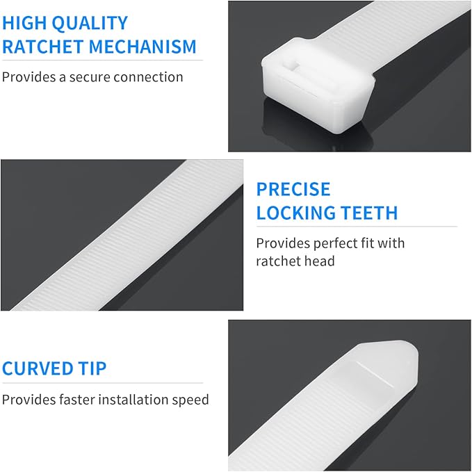 48 inch White Zip Ties Heavy Duty 20PCS, 200LBS Ultra Exclusive Strong Plastic Wire Ties, Large Cable Ties Extra Long Tie Wraps, Indoor and Outdoor UV Resistant