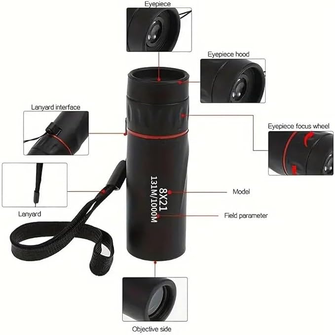 Compact High Power Monocular Telescope, 8X Magnification Portable Single Tube - Image 5