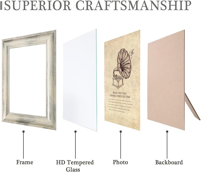 5x7 Picture Frames Set of 4 Vintage Photo Frame, Rustic Retro Photo Frame - Image 2