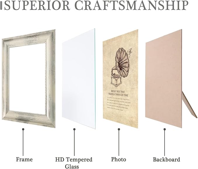 4×6 Picture Frame Set of 4, Vintage Photo Frame, Rustic Retro Picture Frame - Image 3