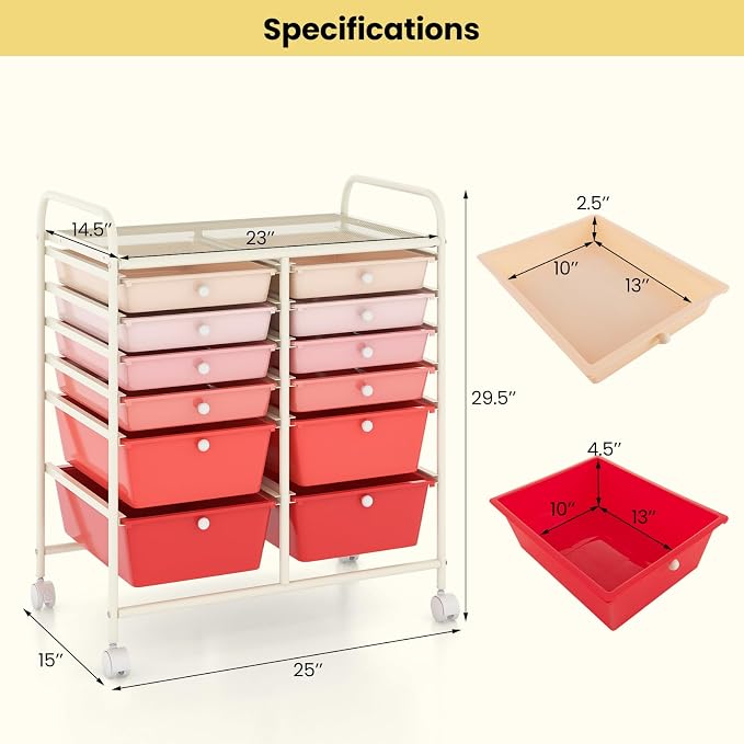 BECOMFORT 12-Drawer Rolling Cart - Image 3