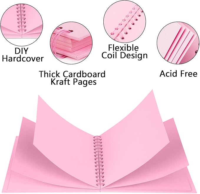 10x10 Inch DIY Scrapbook Photo Album, Hardcover Kraft Paper Acid-Free, 50 Sheets - Image 5