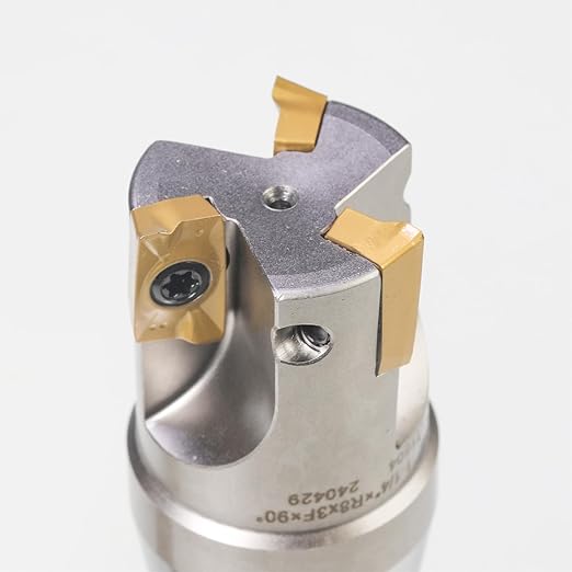 R8 Shank Indexable 1-1/4" End Mill, 1-1/4" Diameter 90 Degree High Speed Milling Cutter with Replaceable Carbide Insert