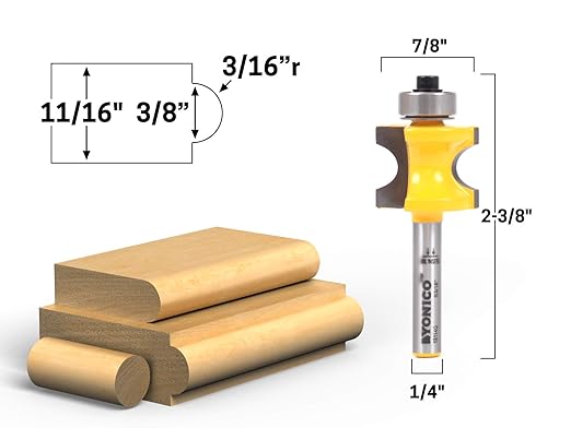 YONICO 13114q 3/8-Inch Bead Bullnose Router Bit 1/4-Inch Shank