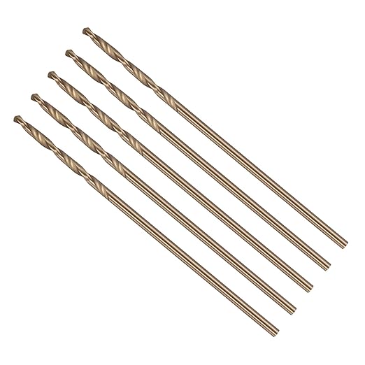 Drill Bit, #58 Cutting Diameter, 4341 HSS Gold Finish 118° Cutting Angle Number Jobber Bits - (Applications: for Drilling Soft Metal Plastic Wood), 5-Pieces