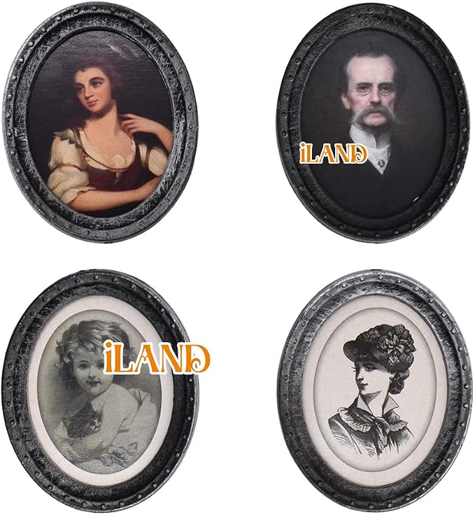 iLAND Miniature Dollhouse Accessories, 4 Dollhouse Picture Frames Set w/Printed - Image 2