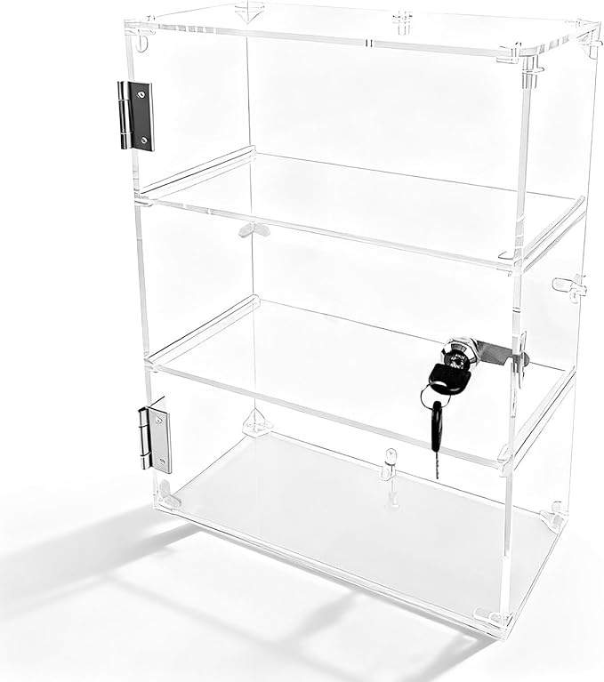 3 Shelf Acrylic Lockable Display Case by Unknown
