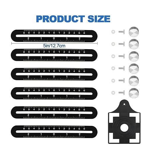 HIGHDRIL Multi Angle Measuring Ruler 5-Hole Drill Locator & Diamond Drill Bit Kit Triangle Shank for Porcelain Tile Ceramic Marble (6/8/10/20/25/28/35/45/50/65+35mm Hex Shank Chamfer Beveling Bit)