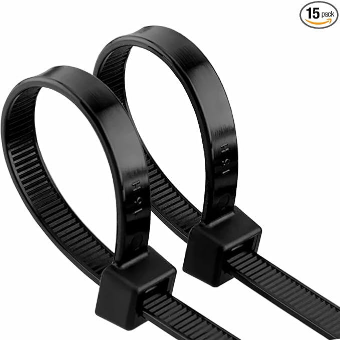 36 Inch Heavy Duty Zip Ties, UV Resistant, Extra Long Black Nylon Cable Ties (15 Pieces) 200 lb Tensile Strength