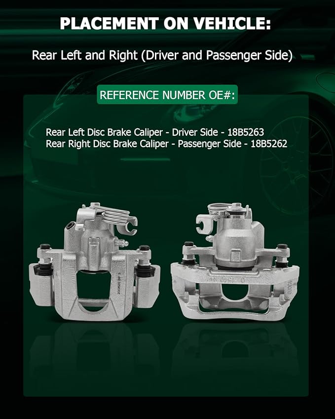 SCITOO Rear Left+Right Brake Calipers With Bracket 18B5263 18B5262 Compatible For Ford For Explorer 2011-2015 For Ford For Flex 2010-2014 For Ford For Taurus 2013-2014 For Lincoln MKT 2010-2013