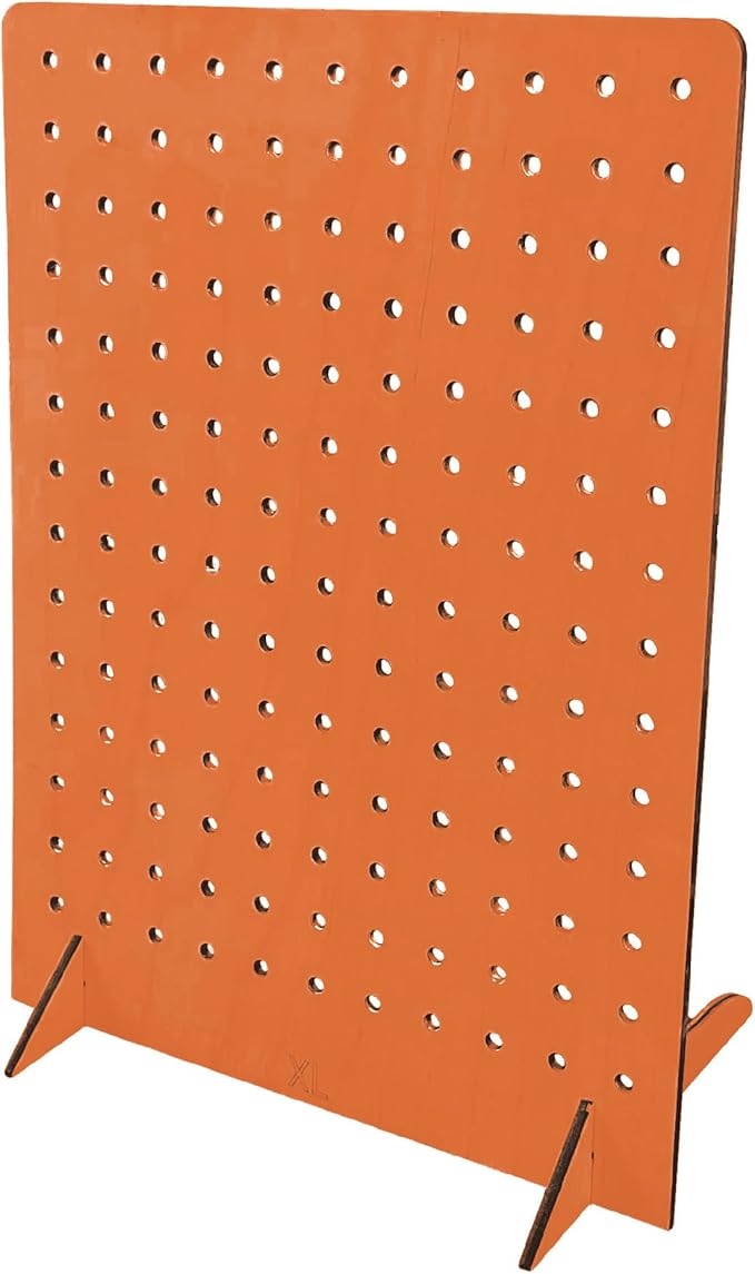 Torched Pegboard Display Stand for Jewelry, Craft Shows, Selling, Vendor Events, Tools, Peg Board Accessories Rack Organizer, XL 11.75" L x 4.3" W x 15.75" H, Orange