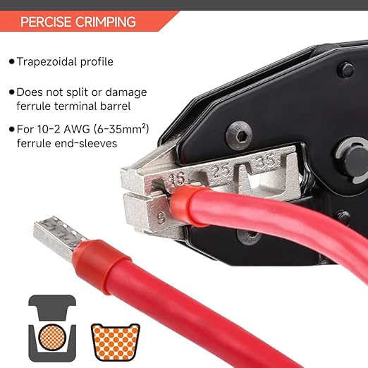 HKS 200PCS Wire Ferrule Connectors - AWG 6-16.0mm² Copper Barrel Pin Cord Ends Insulated Ferrules Terminals - E16-12 Red