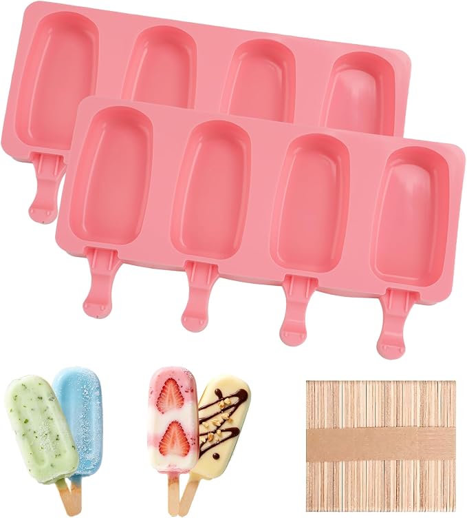 Popsicles Molds, Reusable Silicone Ice Pop Cream Cakesicle Maker Mold 4 Cavities by Unknown