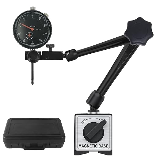 HDLNKAK Dial Indicator Gauge and Magnetic Base, 0-1"/0.001"Dial Indicator with 176lbs (80kg) Max Pull Magnetic Base, Measuring Tool for 3D Printer, Table Saw Measurement, Auto Repair and CNC Machine