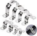 Glarks 50Pcs M8 Pipe Strap Clamp, 304 Stainless Steel 2 Hole Strap Heavy Duty Rigid Pipe Strap U Bracket Tube Strap Cable Clamp Hanger Tension Tube Clip for Pipe Tube Cable Fixing (45mm (1-3/4"))