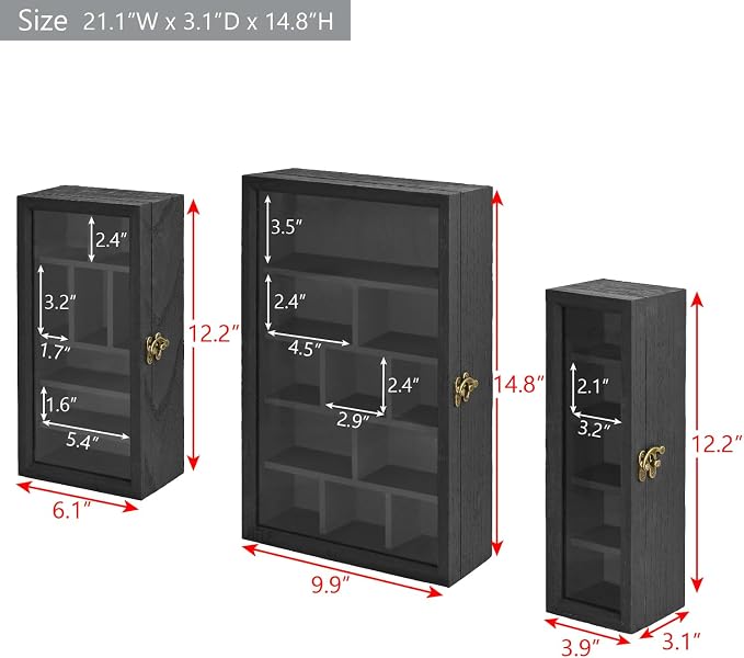 Ikee Design 3 Pcs Set Wall-Mounted Wooden Shadow Cubby Box Display Shelf - Image 2