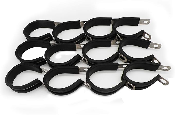 7/8" Cable Clamp Stainless Steel Rubber Cushioned Insulated Metal Clamp, Tube Holder for Tube, Pipe or Wire Cord Installation (12 Pack)