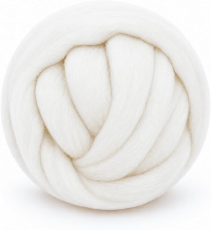 1.76oz Wool Roving: Needle Felting Wool White Roving Wool Felting Supplies Pure by Gipony