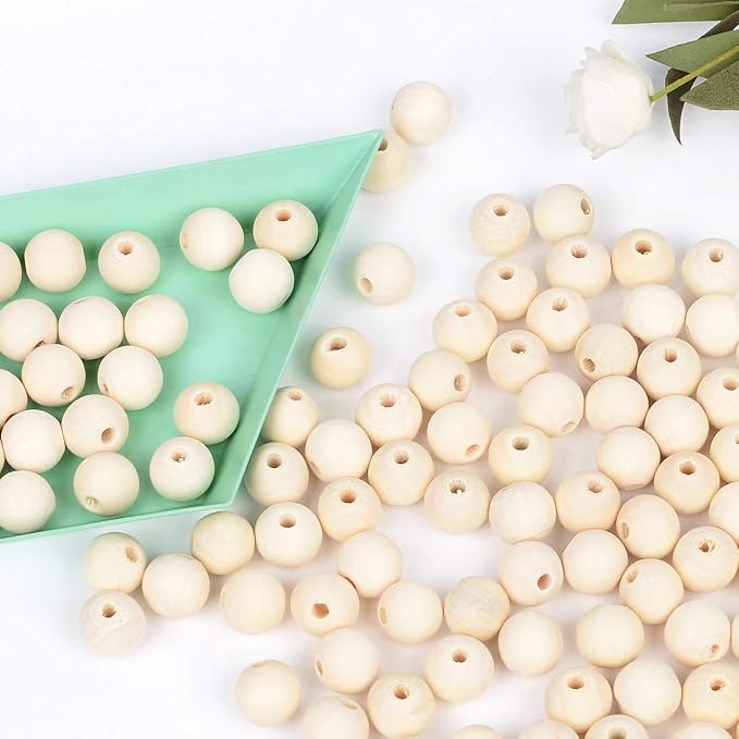 300pcs 20mm Wood Beads Natural Unfinished Round Wooden Loose Beads Wood Spacer - Image 6