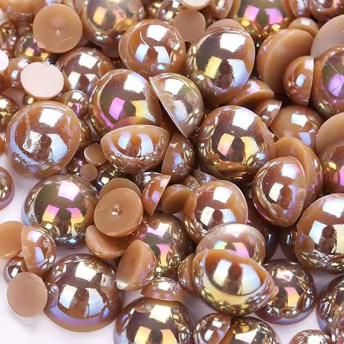 1000PCS Mixed Sizes 3/4/5/6/8/10mm Flatback Half Round Pearls Gems by Unknown