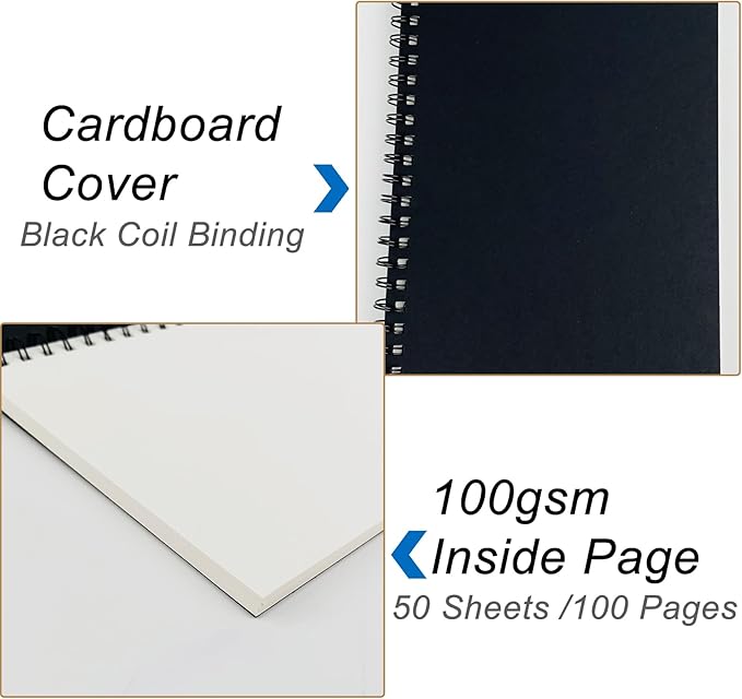 DSTELIN Blank Spiral Notebook, Soft Cover, Sketch book, 100 Pages / 50 Sheets - Image 7