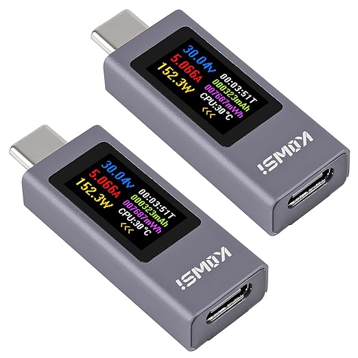UMLIFE 2PCS 360W USB C Tester Power Meter, 4-30V 0-12A Type-C PD Tester Digital Multimeter, Power Voltage and Current Tester Meter, Power Bank Capacity Voltmeter USB Cable Charger Detector