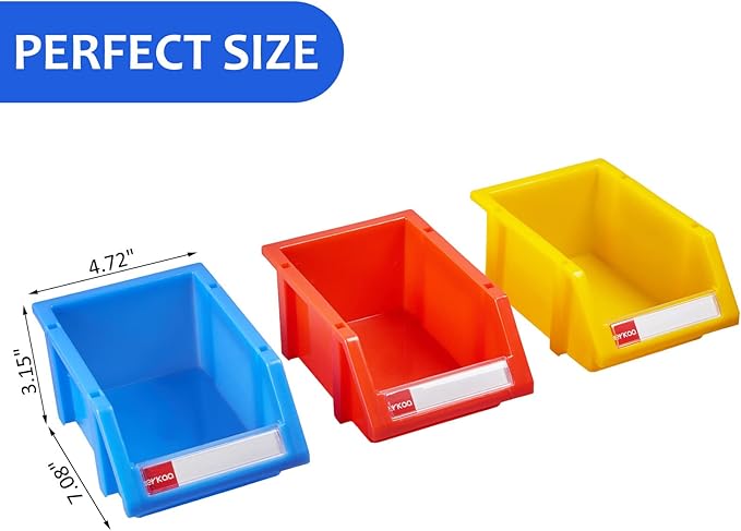 Small Parts Organizer Stacking Heavy Duty Storage Bins(Yellow,Pack of 12)