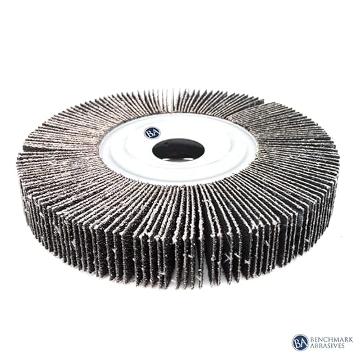 Benchmark Abrasives Aluminum Oxide 6 Inch Center Hole Flap Wheel - Bench Grinder Wheel 1” Length 1" Arbor Sander for Deburring, Sanding, Grinding, Rust Paint Removal Polishing Wheel - 320 Grit